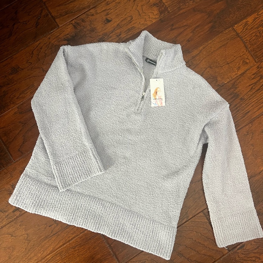 Prettygarden Gray Sherpa Knit Quarter Zip Sweater – Size Small – NWT